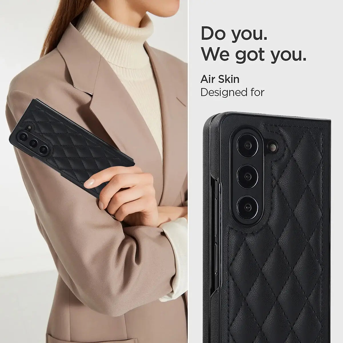 Buy Slim PU Leather Case for Galaxy Z Fold, Lightweight Shockproof Hard Cover, Minimalist Business Style , LYNE at Caseles-Samsung Galaxy Z Fold 7, Black