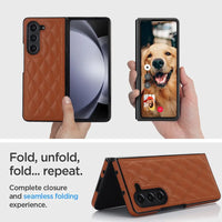 Buy Slim PU Leather Case for Galaxy Z Fold, Lightweight Shockproof Hard Cover, Minimalist Business Style , LYNE at Caseles-Samsung Galaxy Z Fold 7, Black