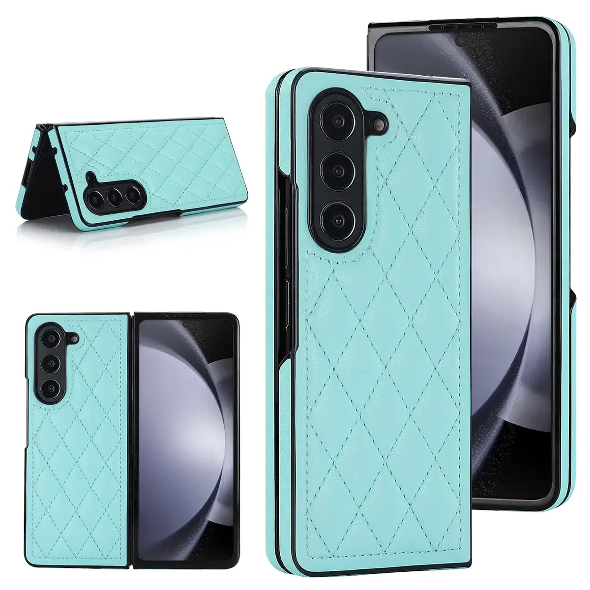 Buy Slim PU Leather Case for Galaxy Z Fold, Lightweight Shockproof Hard Cover, Minimalist Business Style , LYNE at Caseles-Samsung Galaxy Z Fold 7, Light Blue