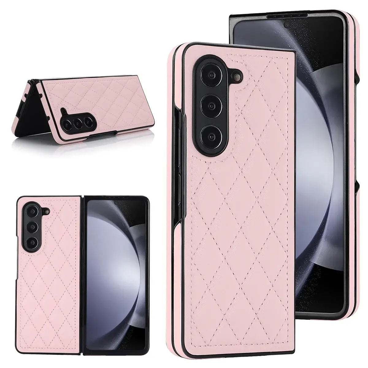 Buy Slim PU Leather Case for Galaxy Z Fold, Lightweight Shockproof Hard Cover, Minimalist Business Style , LYNE at Caseles-Samsung Galaxy Z Fold 7, Pink
