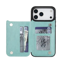 Buy Classic Wallet Phone Case, Credit Card Holder, Leather, Double Magnetic Buttons, Shockproof Case,Maddox at Caseles-iPhone 17 Pro Max, Maddox-Blue