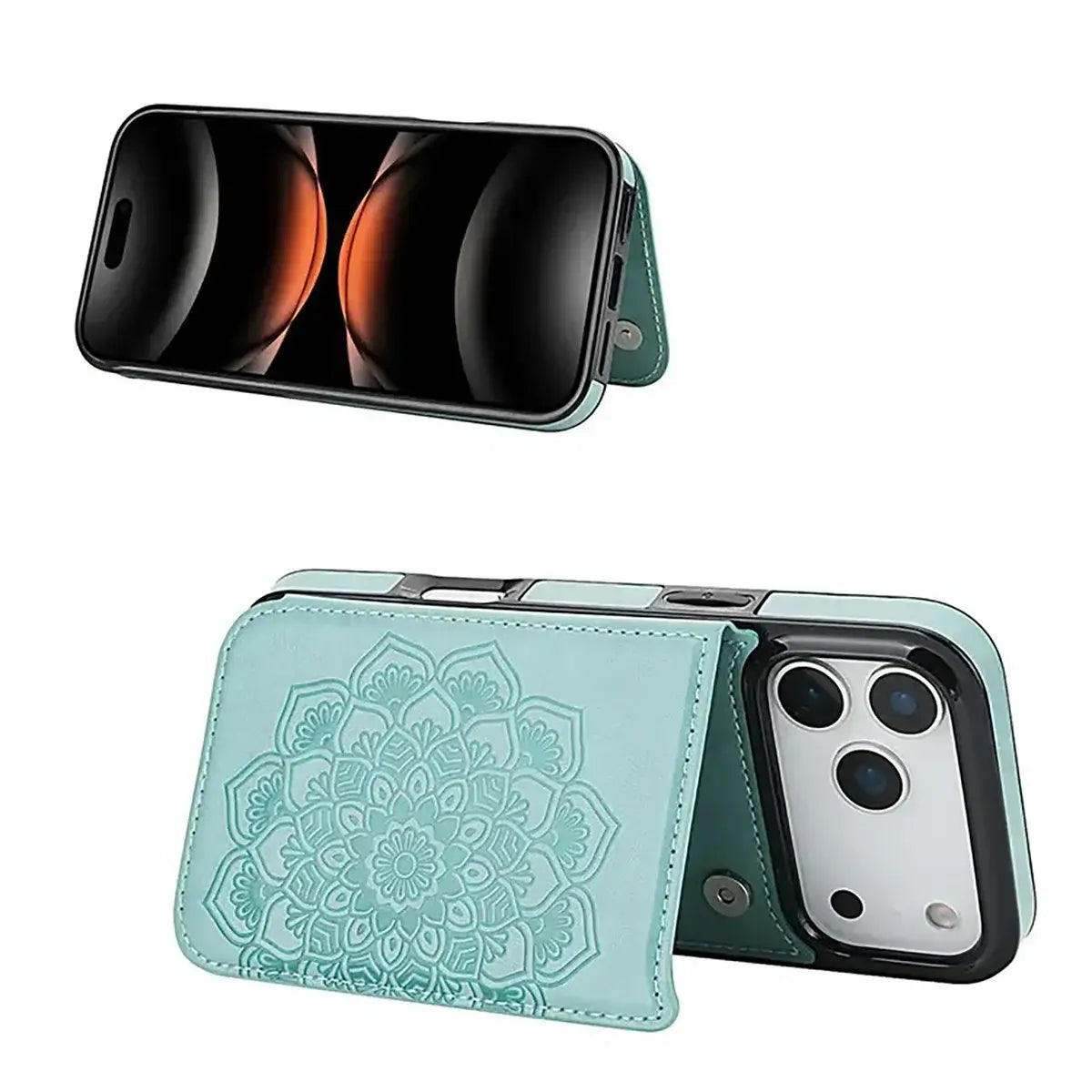 Buy Classic Wallet Phone Case, Credit Card Holder, Leather, Double Magnetic Buttons, Shockproof Case,Maddox at Caseles-iPhone 17 Pro Max, Maddox-Blue