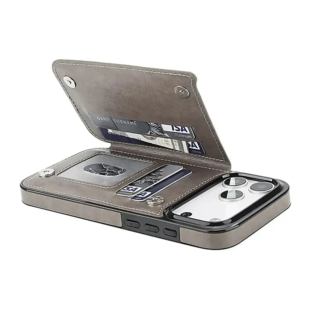 Buy Classic Wallet Phone Case, Credit Card Holder, Leather, Double Magnetic Buttons, Shockproof Case,Maddox at Caseles-iPhone 17 Pro Max, Maddox-Blue