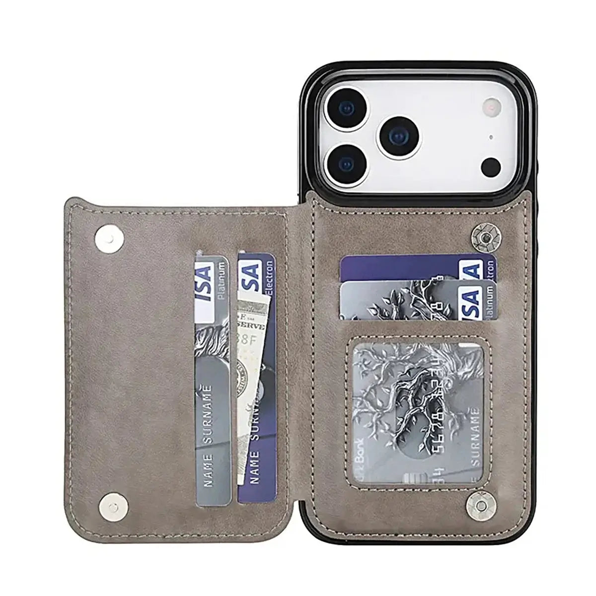 Buy Classic Wallet Phone Case, Credit Card Holder, Leather, Double Magnetic Buttons, Shockproof Case,Maddox at Caseles-iPhone 17 Pro Max, Maddox-Blue