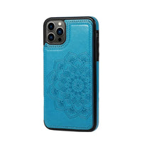 Buy Classic Mandala Wallet Phone Case, Credit Card Holder, Leather, Double Magnetic Buttons, Shockproof Case,Maddox at Caseles-iPhone 16 Pro Max, Maddox-Blue