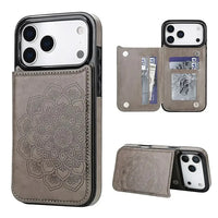 Buy Classic Wallet Phone Case, Credit Card Holder, Leather, Double Magnetic Buttons, Shockproof Case,Maddox at Caseles-iPhone 17 Pro Max, Maddox-Gray