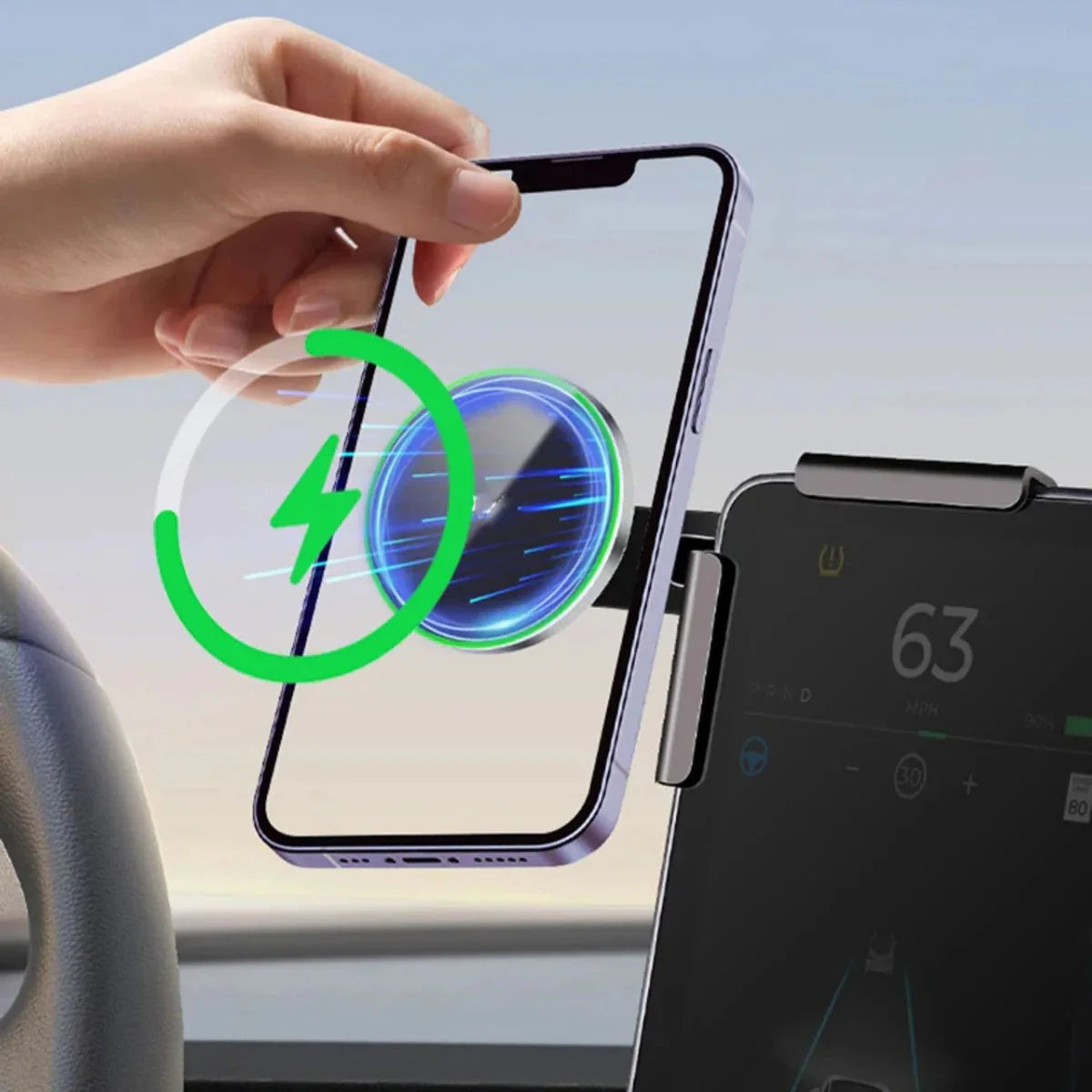 MAGNETIC CAR CHARGER & PHONE HOLDER FOR TESLA