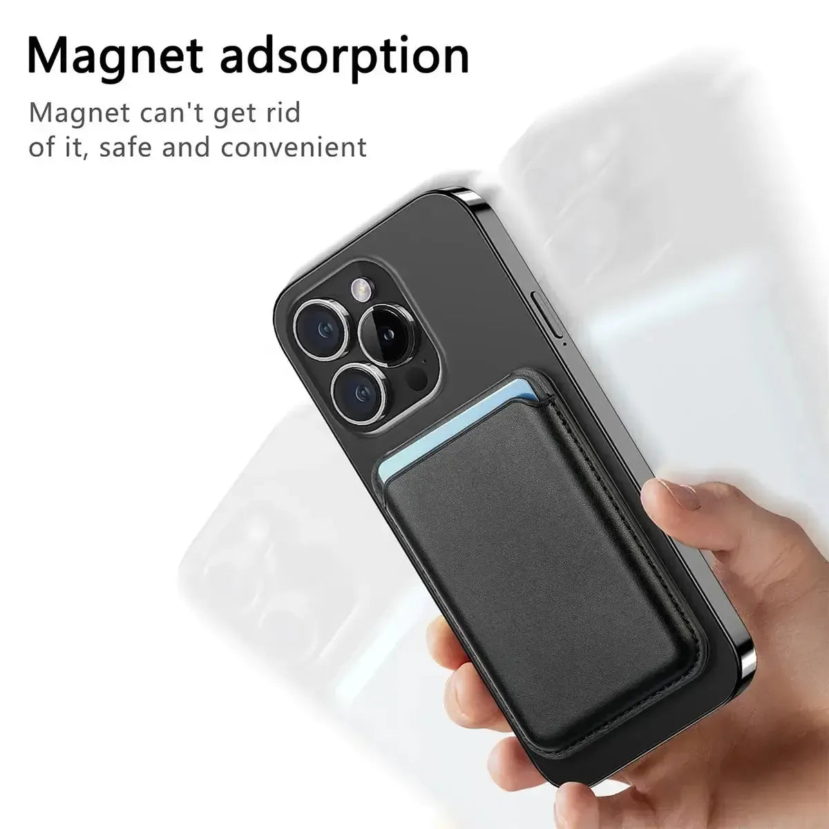 Buy MagSafe Slim Magnetic Wallet for iPhone, 3-Card Holder with Grip & Stand - MAGSAFE MAGNETIC CARD HOLDER FOR IPHONE at Caseles-Black, 