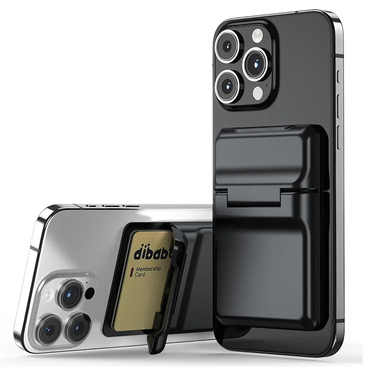 Buy 2-in-1 Magnetic Card Holder with Built-in Kickstand for MagSafe - MAGNETIC CARD HOLDER at Caseles-Black, 