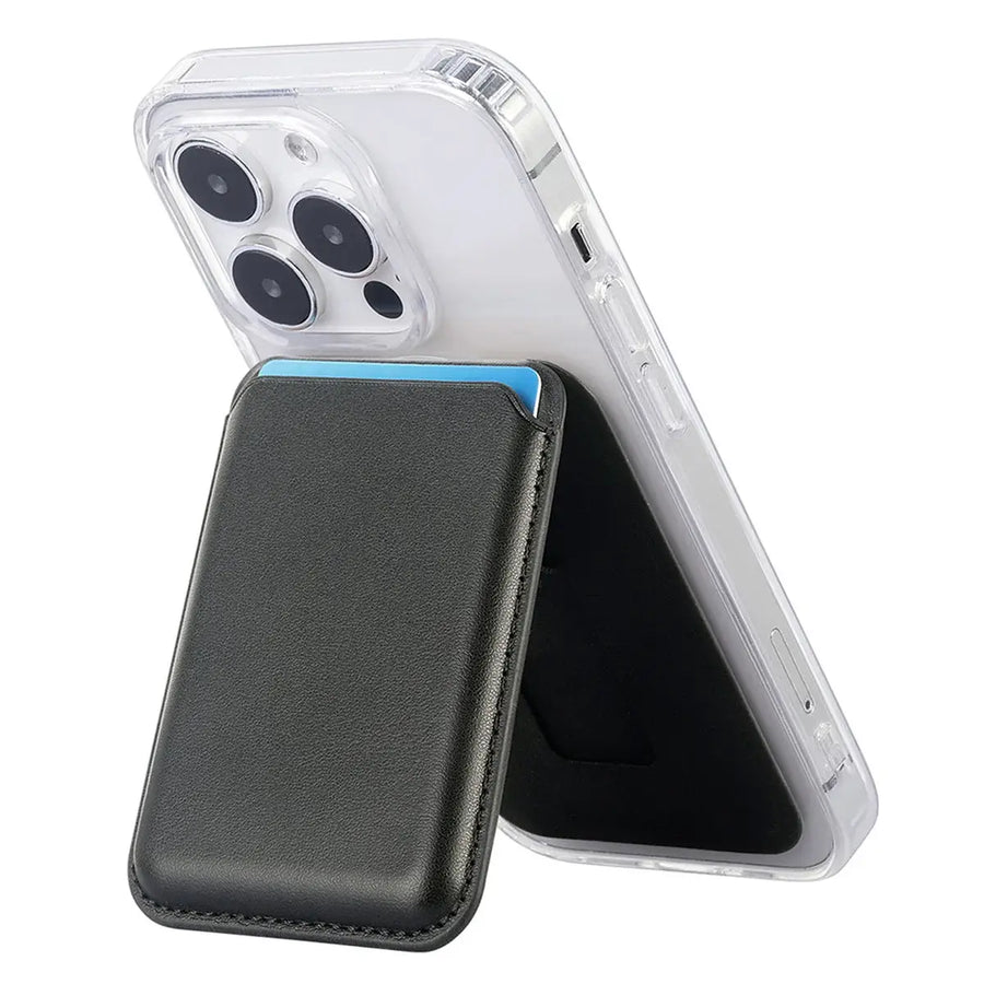 Buy MagSafe Slim Magnetic Wallet for iPhone, 3-Card Holder with Grip & Stand - MAGSAFE MAGNETIC CARD HOLDER FOR IPHONE at Caseles-Black, 