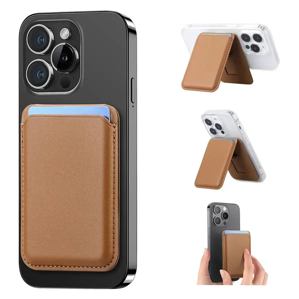 Buy MagSafe Slim Magnetic Wallet for iPhone, 3-Card Holder with Grip & Stand - MAGSAFE MAGNETIC CARD HOLDER FOR IPHONE at Caseles-Bronze, 