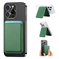 Buy MagSafe Slim Magnetic Wallet for iPhone, 3-Card Holder with Grip & Stand - MAGSAFE MAGNETIC CARD HOLDER FOR IPHONE at Caseles-Green, 