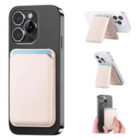 Buy MagSafe Slim Magnetic Wallet for iPhone, 3-Card Holder with Grip & Stand - MAGSAFE MAGNETIC CARD HOLDER FOR IPHONE at Caseles-Pink, 