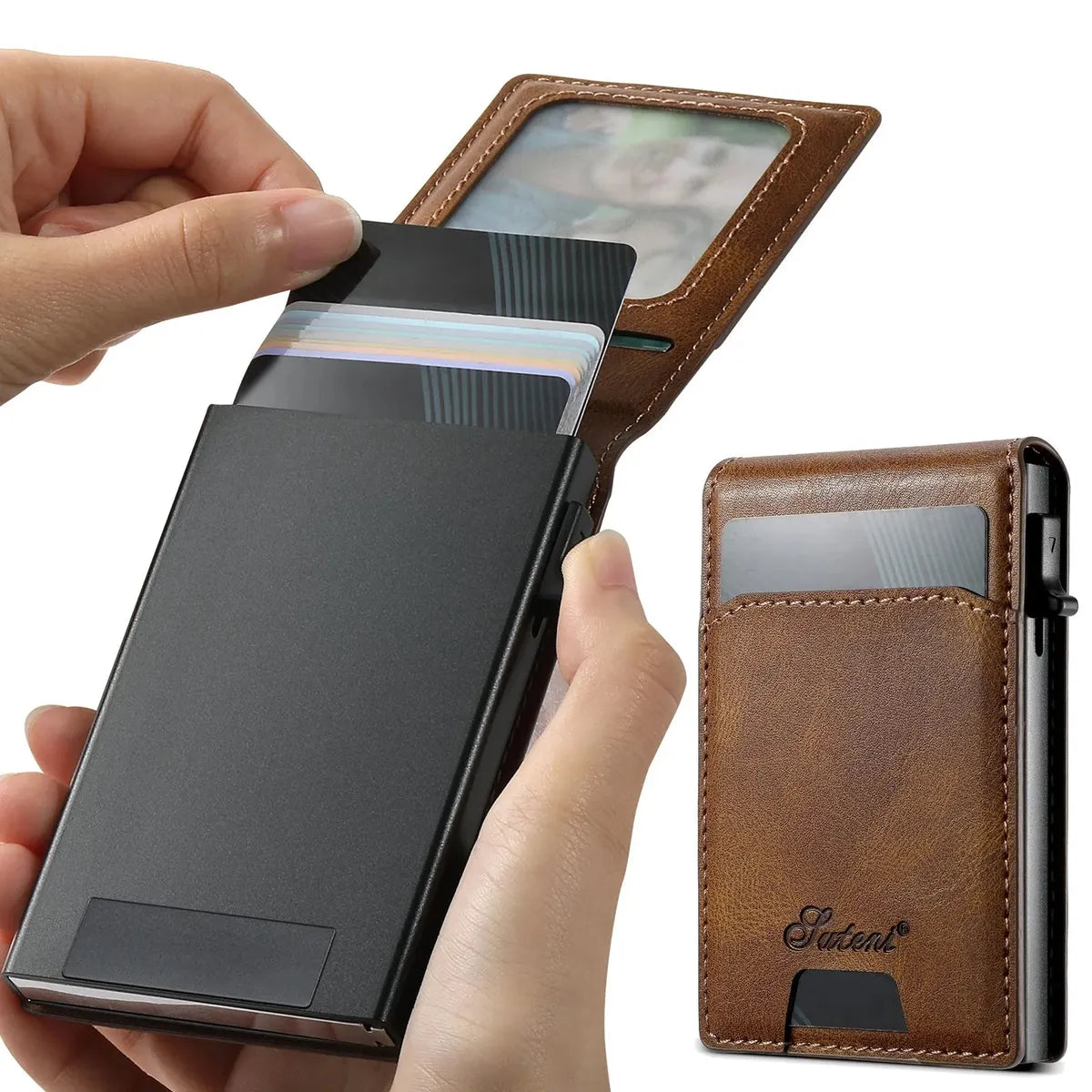 Buy Magnetic Wallet & Phone Stand,Classic Magnetic Card Holder Wallet S2 at Caseles-Brown, 