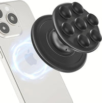 Buy MagSafe Phone Grip & Suction Mount - Magnetic Collapsible Silicone Holder for Videos, Selfies & Hands-Free Use - MAGNETIC SUCK-UP GRIP & MOUNT at Caseles-Black, 