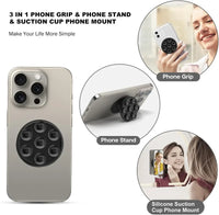 Buy MagSafe Phone Grip & Suction Mount - Magnetic Collapsible Silicone Holder for Videos, Selfies & Hands-Free Use - MAGNETIC SUCK-UP GRIP & MOUNT at Caseles-Black, 