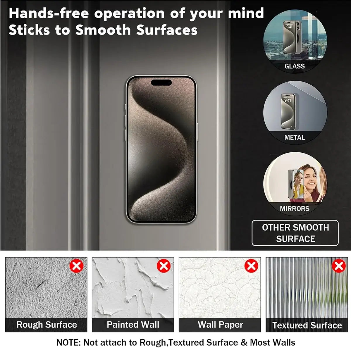 Buy MagSafe Phone Grip & Suction Mount - Magnetic Collapsible Silicone Holder for Videos, Selfies & Hands-Free Use - MAGNETIC SUCK-UP GRIP & MOUNT at Caseles-Black, 