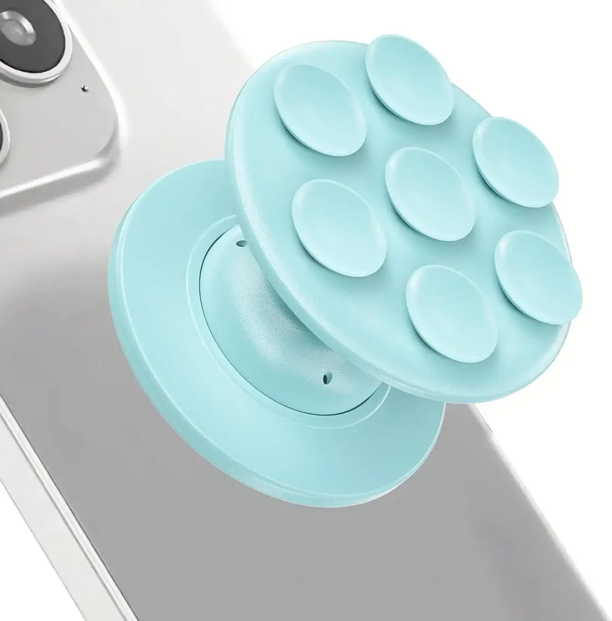 Buy MagSafe Phone Grip & Suction Mount - Magnetic Collapsible Silicone Holder for Videos, Selfies & Hands-Free Use - MAGNETIC SUCK-UP GRIP & MOUNT at Caseles-Light-Blue, 