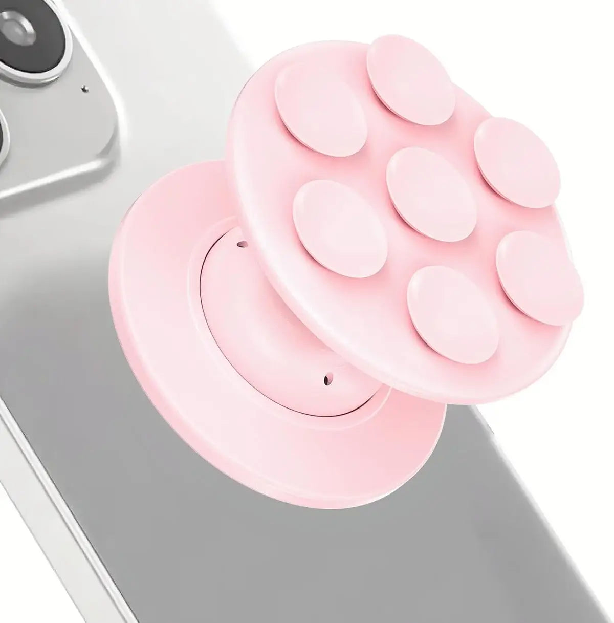 Buy MagSafe Phone Grip & Suction Mount - Magnetic Collapsible Silicone Holder for Videos, Selfies & Hands-Free Use - MAGNETIC SUCK-UP GRIP & MOUNT at Caseles-Pink, 