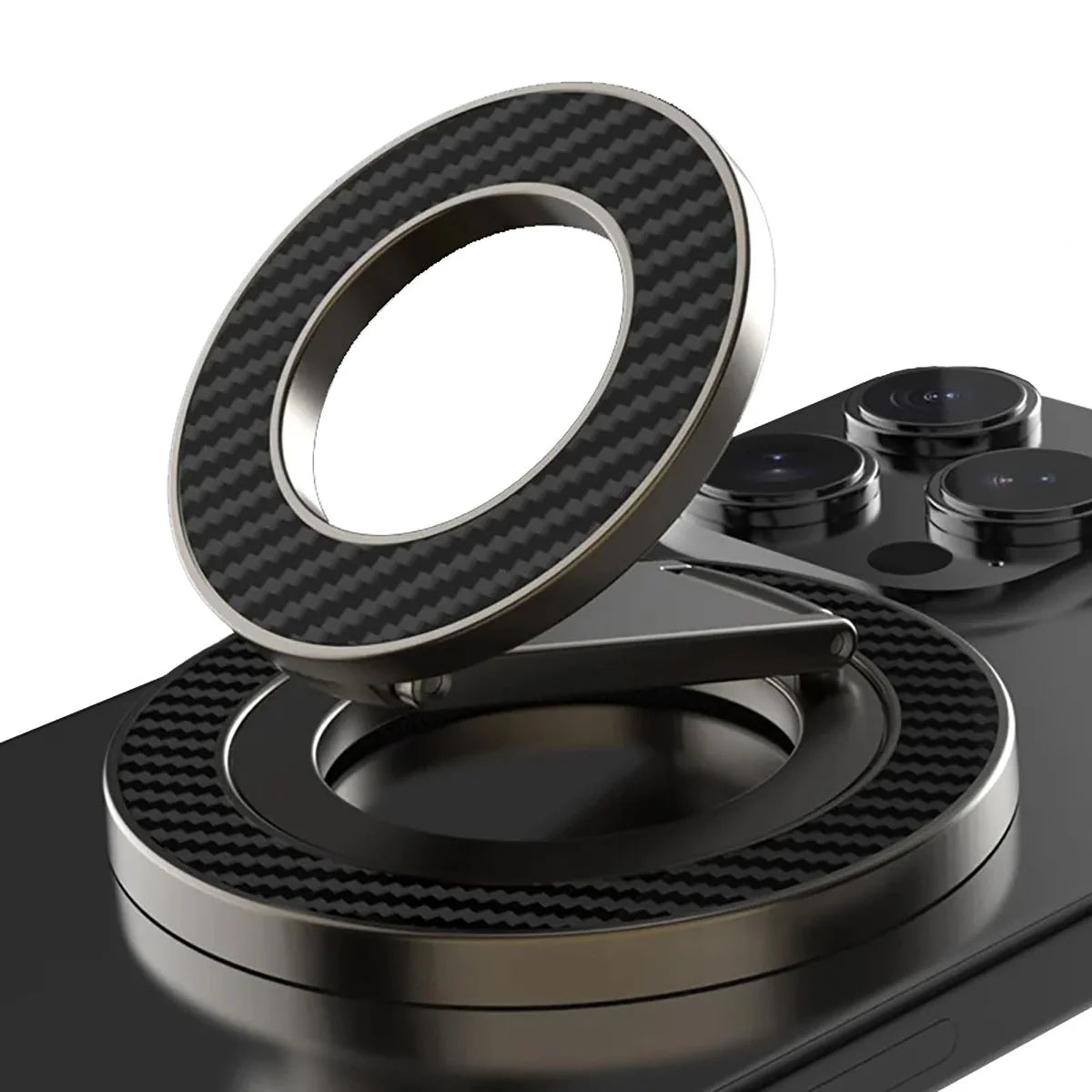 Buy Double Sided Magnetic Phone Ring Holder and 360 Rotating Kickstand Compatible with All MagSafe and Magnetic Smartphones Universal Metal Grip for Gym and Kitchen - MAGRING GRIP at Caseles-Black, 