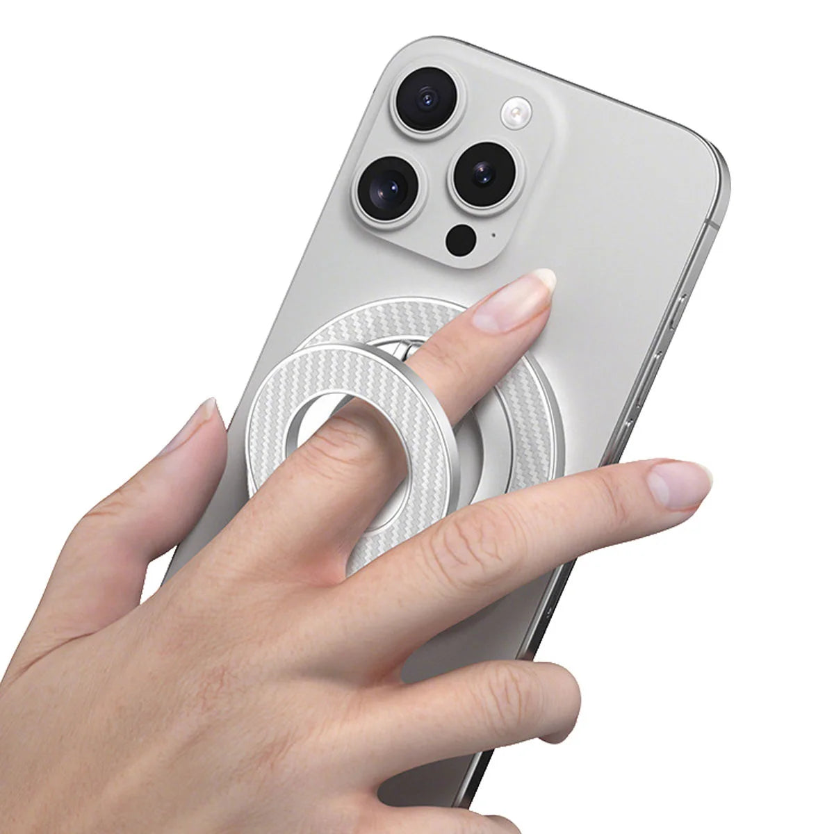 Buy Double Sided Magnetic Phone Ring Holder and 360 Rotating Kickstand Compatible with All MagSafe and Magnetic Smartphones Universal Metal Grip for Gym and Kitchen - MAGRING GRIP at Caseles-Gray, 