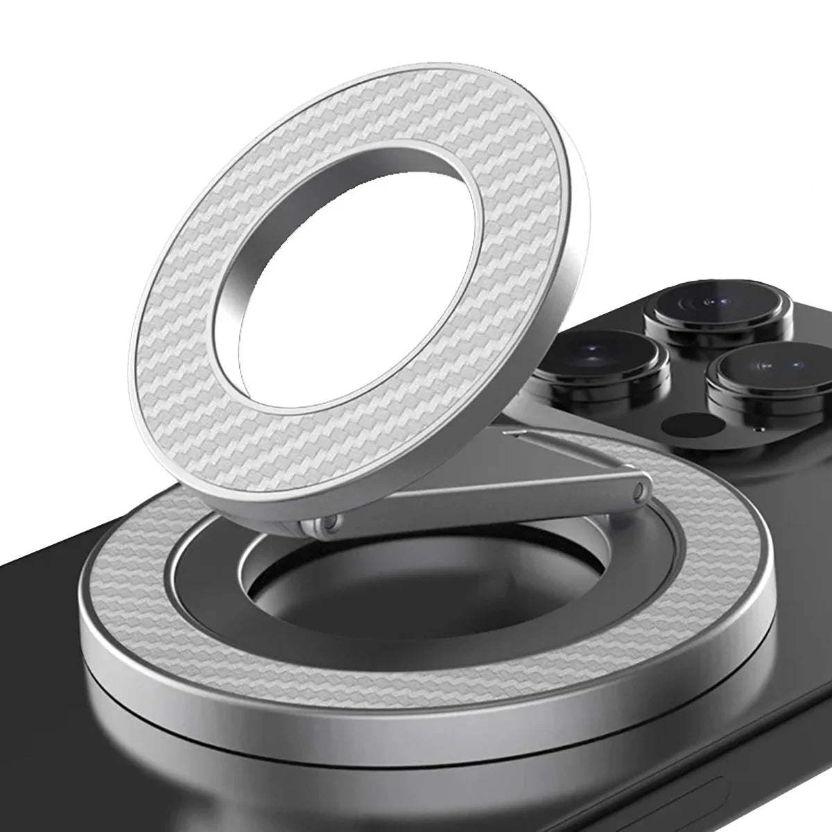 Buy Double Sided Magnetic Phone Ring Holder and 360 Rotating Kickstand Compatible with All MagSafe and Magnetic Smartphones Universal Metal Grip for Gym and Kitchen - MAGRING GRIP at Caseles-Gray, 