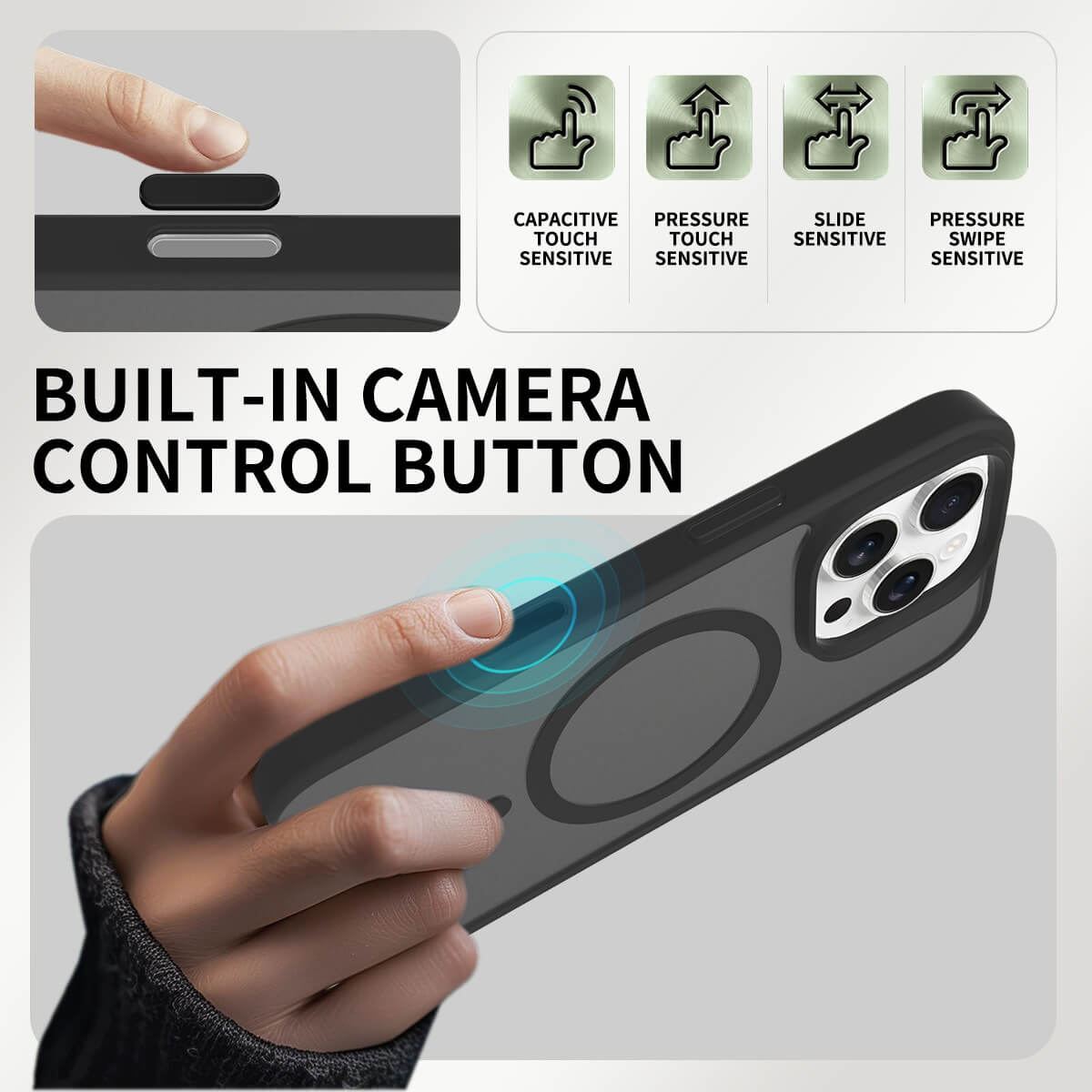 Buy MagSafe iPhone 17 Case with Camera Button, Military-Grade Protection - iPhone MagSafe Clear Case at Caseles -iPhone 17 Pro Max, Black
