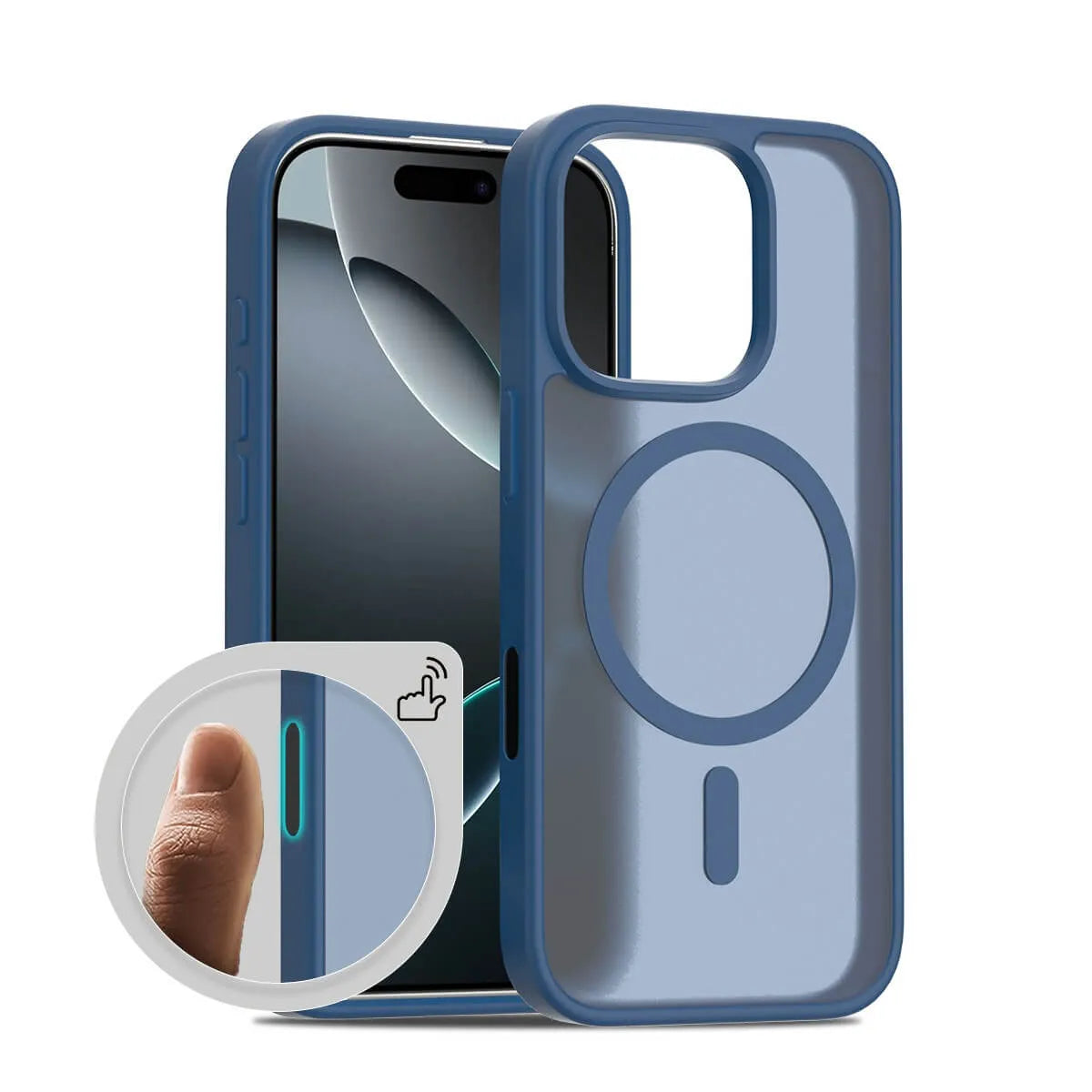 Buy MagSafe iPhone 17 Case with Camera Button, Military-Grade Protection - iPhone MagSafe Clear Case at Caseles -iPhone 17 Pro Max, Blue