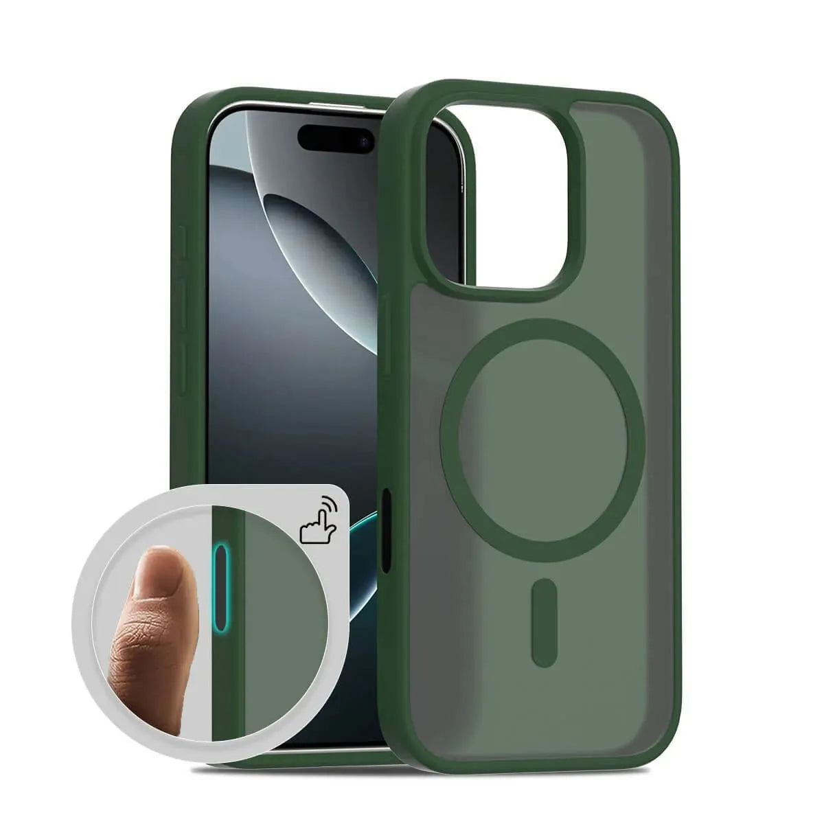 Buy MagSafe iPhone 17 Case with Camera Button, Military-Grade Protection - iPhone MagSafe Clear Case at Caseles -iPhone 17 Pro Max, Green