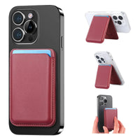 Buy MagSafe Slim Magnetic Wallet for iPhone, 3-Card Holder with Grip & Stand - MAGSAFE MAGNETIC CARD HOLDER FOR IPHONE at Caseles-Red, 