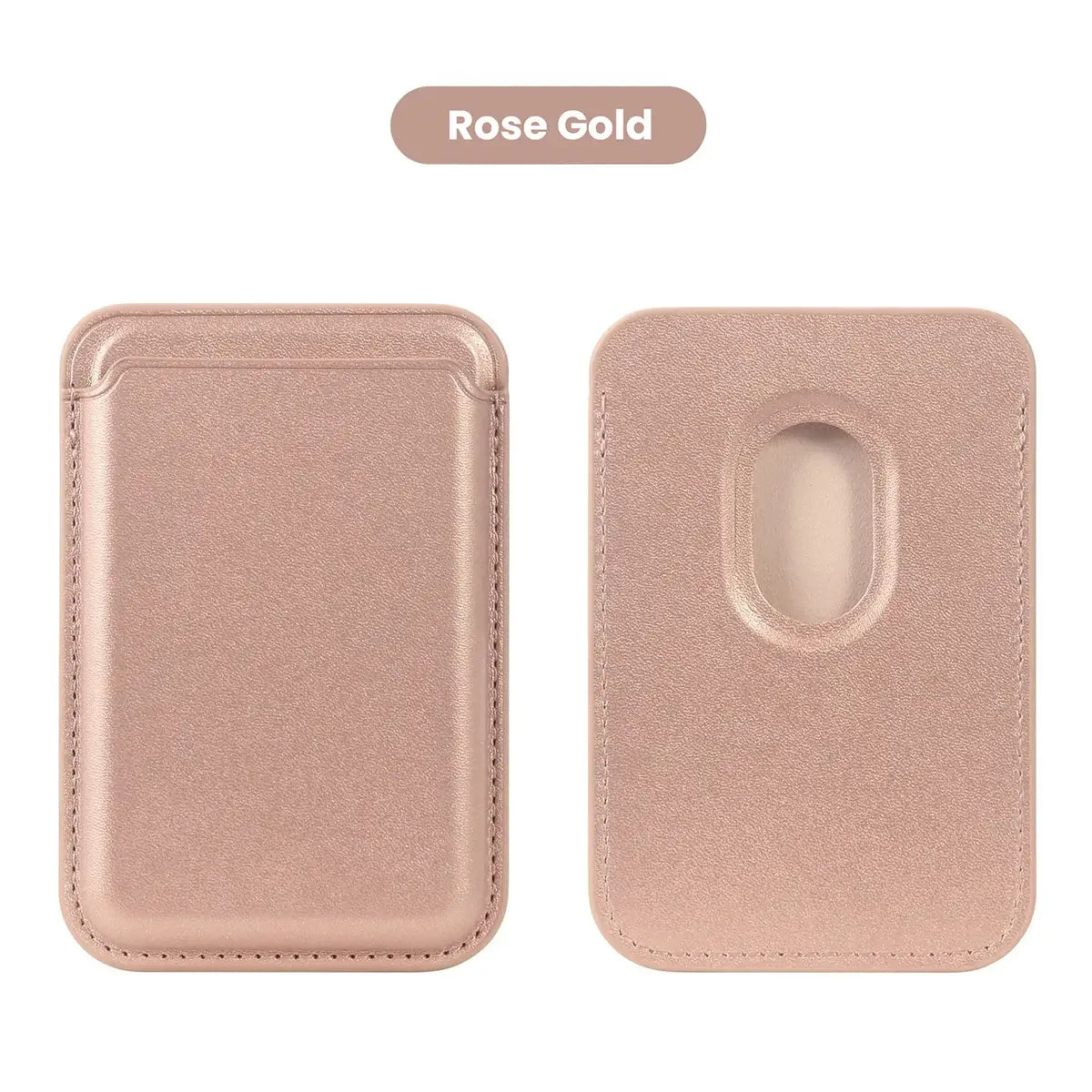 Buy Strong Magnetic MagSafe Card Holder, Premium Leather Wallet Compatible with iPhone - MAGSAFE MAGNETIC CARD WALLET FOR IPHONE at Caseles-Rose Gold, 
