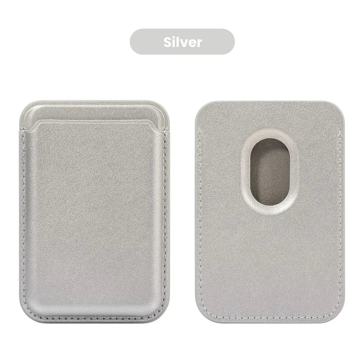 Buy Strong Magnetic MagSafe Card Holder, Premium Leather Wallet Compatible with iPhone - MAGSAFE MAGNETIC CARD WALLET FOR IPHONE at Caseles-Silver, 
