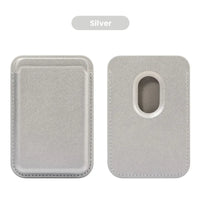 Buy Strong Magnetic MagSafe Card Holder, Premium Leather Wallet Compatible with iPhone - MAGSAFE MAGNETIC CARD WALLET FOR IPHONE at Caseles-Silver, 