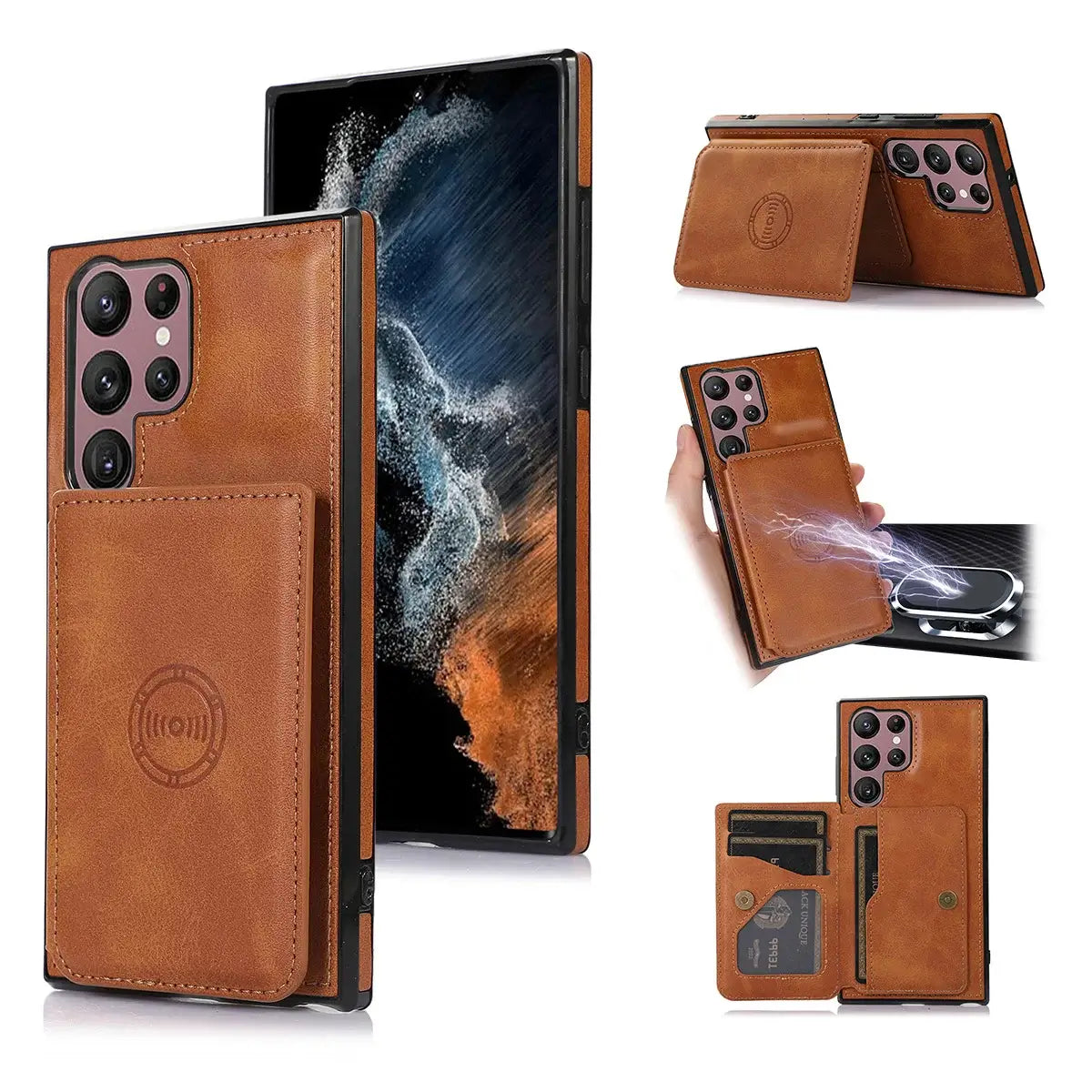 Buy Caseles Leather Wallet Case for Galaxy with 4 Card Holder, RFID Protection & Car Mount Ready, MALACHI at Caseles-Samsung Galaxy S25 Ultra, Brown
