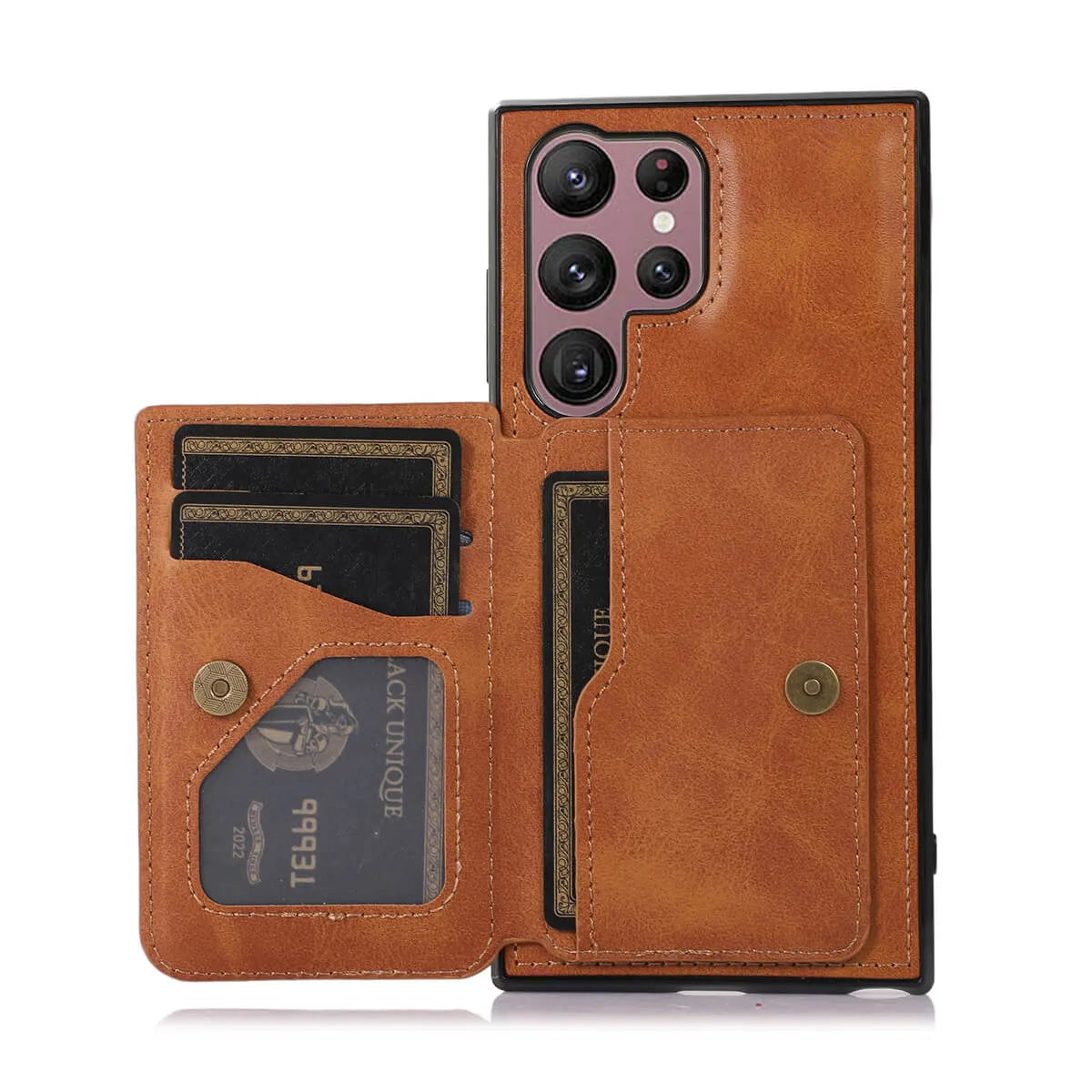 Buy Caseles Leather Wallet Case for Galaxy with 4 Card Holder, RFID Protection & Car Mount Ready, MALACHI at Caseles-Samsung Galaxy S25 Ultra, Brown