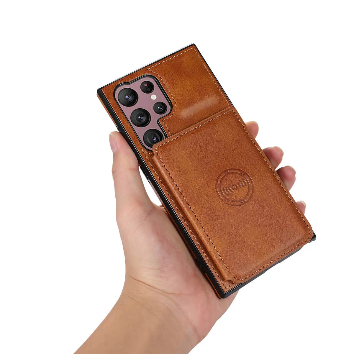 Buy Caseles Leather Wallet Case for Galaxy with 4 Card Holder, RFID Protection & Car Mount Ready, MALACHI at Caseles-Samsung Galaxy S25 Ultra, Brown