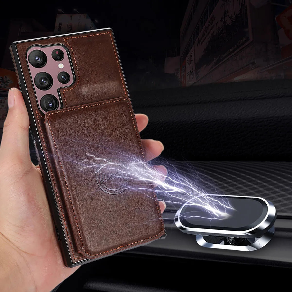 Buy Caseles Leather Wallet Case for Galaxy with 4 Card Holder, RFID Protection & Car Mount Ready, MALACHI at Caseles-Samsung Galaxy S25 Ultra, Brown