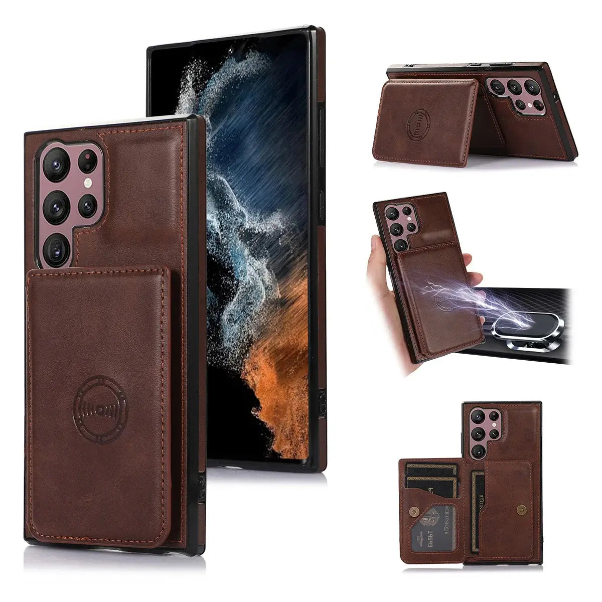 Buy Caseles Leather Wallet Case for Galaxy with 4 Card Holder, RFID Protection & Car Mount Ready, MALACHI at Caseles-Samsung Galaxy S25 Ultra, Brown