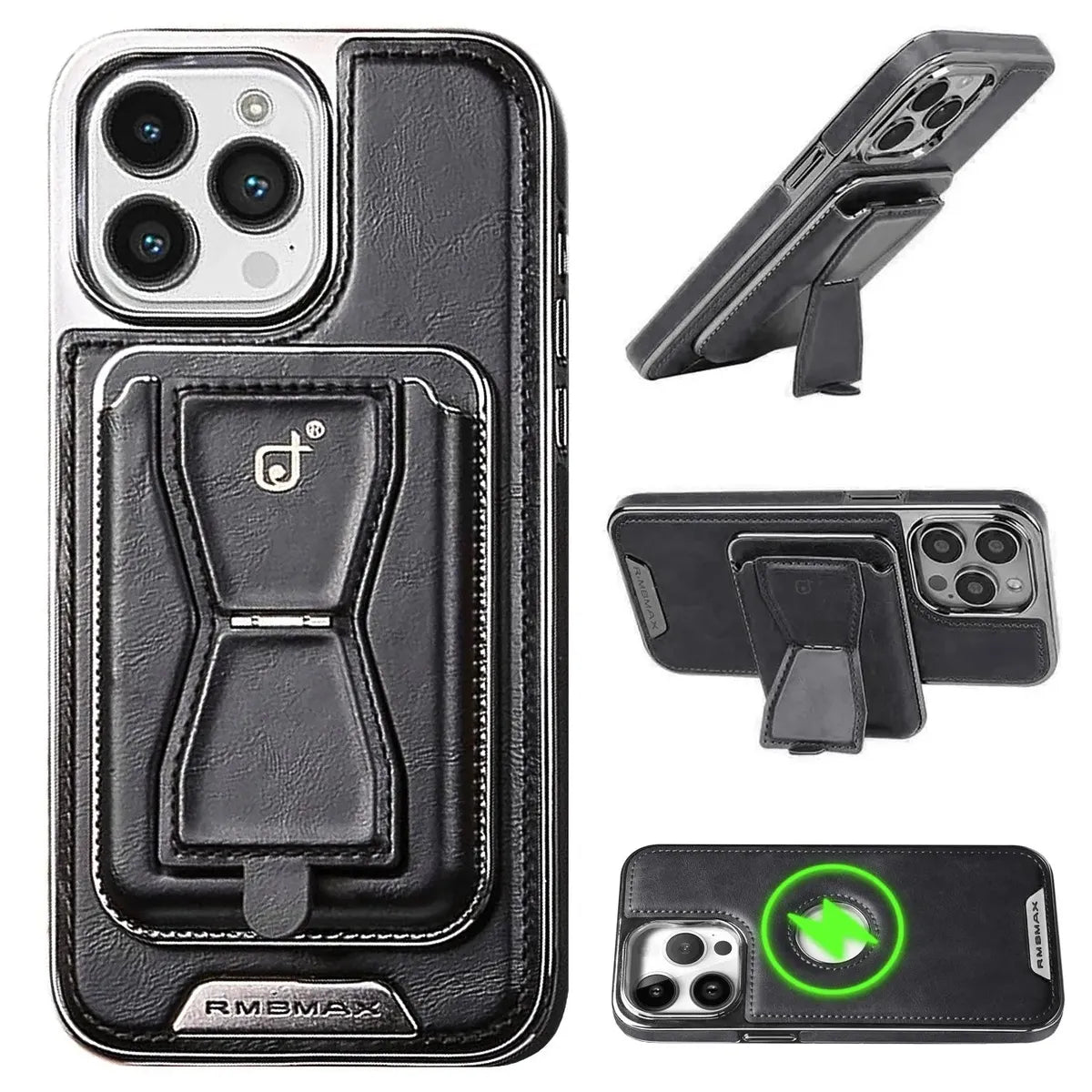 Buy Full Coverage Protection, Leather Phone case, Phone Stander, Card Holder Wallet Case - MALCOLM at Caseles-iPhone 16 Pro Max, Malcolm-Black