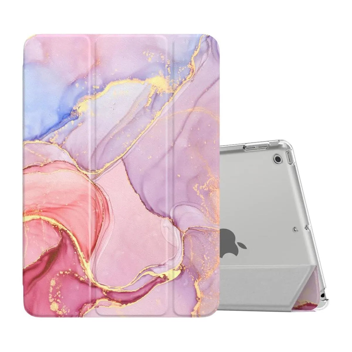 Buy Marble Painted iPad Case,, Multicolor, with Detachable Strap & Pencil Holder & built in Screen Protector 360 Rotating Hand Strap Stand -Marble Painted iPad Case, at Caseles-iPad Air 11 (2025 11 inch), Pink