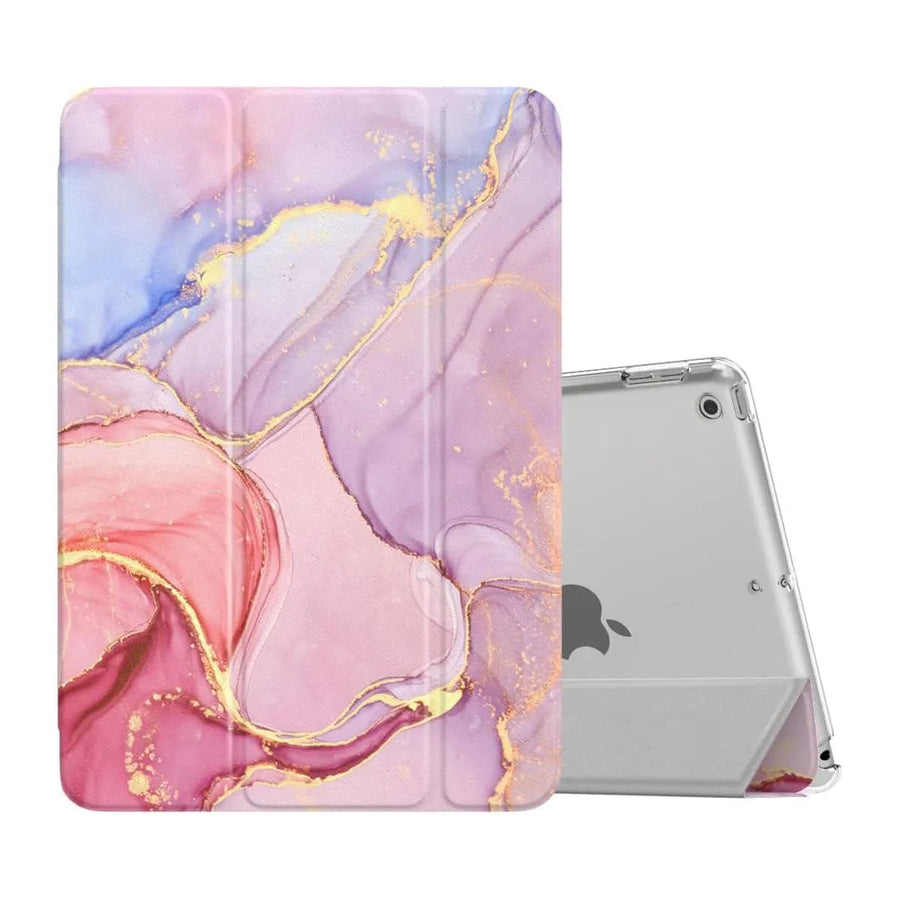Buy Marble Painted iPad Case,, Multicolor, with Detachable Strap & Pencil Holder & built in Screen Protector 360 Rotating Hand Strap Stand -Marble Painted iPad Case, at Caseles-iPad Air 11 (2025 11 inch), Pink