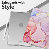 Buy Marble Painted iPad Case,, Multicolor, with Detachable Strap & Pencil Holder & built in Screen Protector 360 Rotating Hand Strap Stand -Marble Painted iPad Case, at Caseles-iPad Air 11 (2025 11 inch), Pink