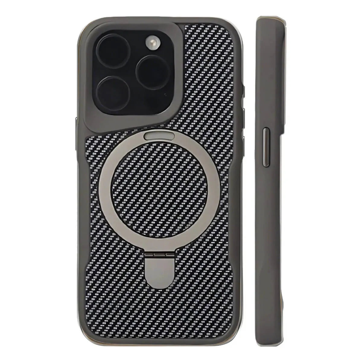 Buy Magnetic Shockproof iPhone Case with 360° Rotatable Invisible Ring Stand, Slim Armor Design Compatible with MagSafe - MASON at Caseles-iPhone 16 Pro Max, Gray