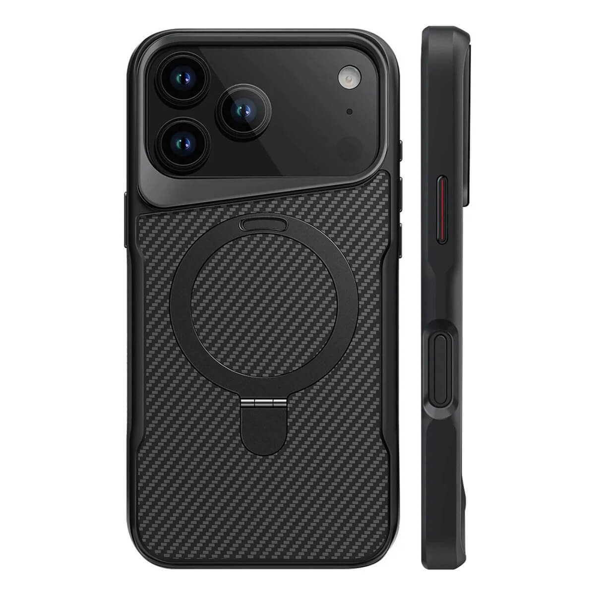 Buy Magnetic Shockproof iPhone Case with 360° Rotatable Invisible Ring Stand, Slim Armor Design Compatible with MagSafe - MASON at Caseles-iPhone 17 Pro Max, Black