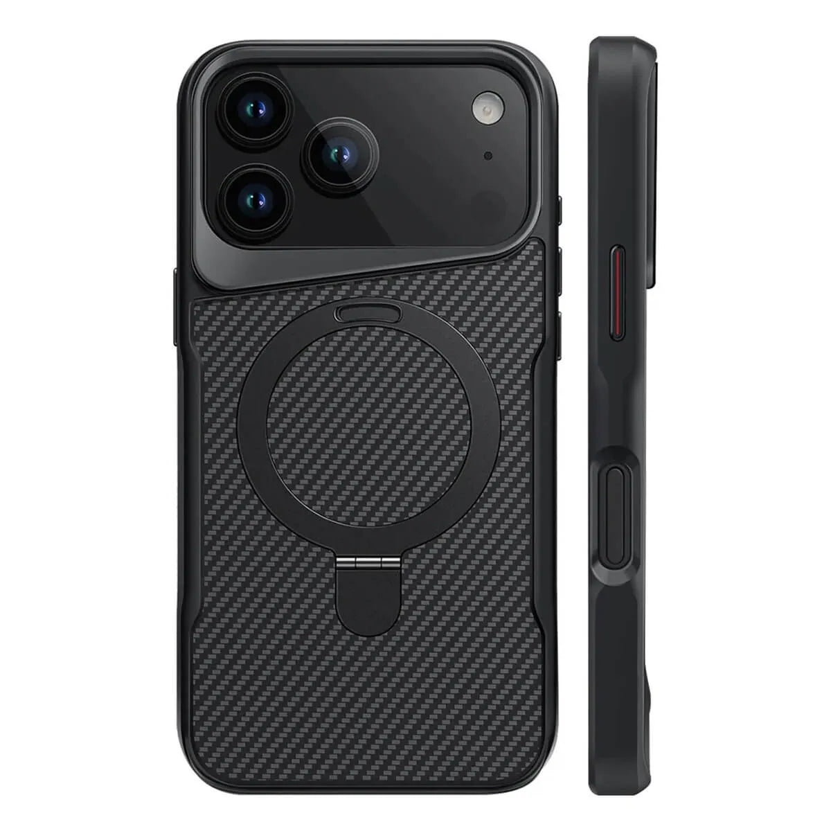 Buy Magnetic Shockproof iPhone Case with 360° Rotatable Invisible Ring Stand, Slim Armor Design Compatible with MagSafe - MASON at Caseles-iPhone 17 Pro Max, Black