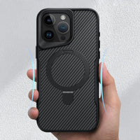 Buy Magnetic Shockproof iPhone Case with 360° Rotatable Invisible Ring Stand, Slim Armor Design Compatible with MagSafe - MASON at Caseles-iPhone 17 Pro Max, Black