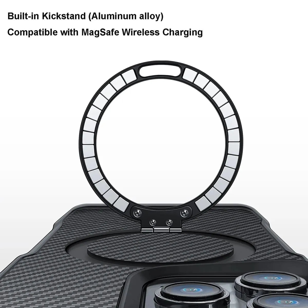 Buy Magnetic Shockproof iPhone Case with 360° Rotatable Invisible Ring Stand, Slim Armor Design Compatible with MagSafe - MASON at Caseles-iPhone 17 Pro Max, Black