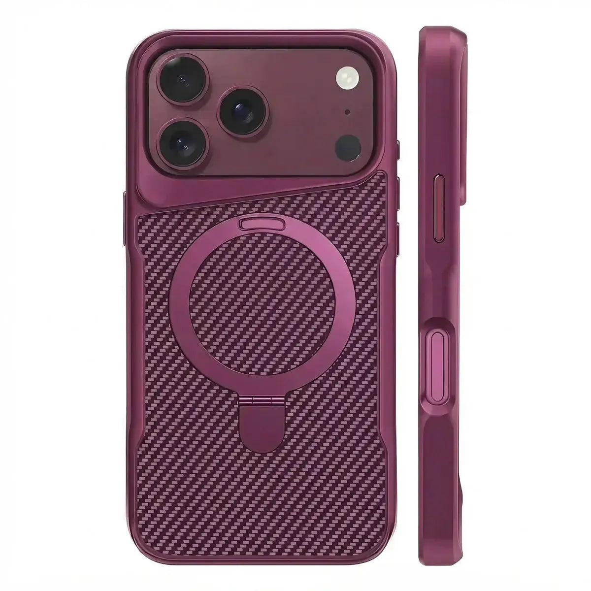 Buy Magnetic Shockproof iPhone Case with 360° Rotatable Invisible Ring Stand, Slim Armor Design Compatible with MagSafe - MASON at Caseles-iPhone 18 Pro Max, Burgundy