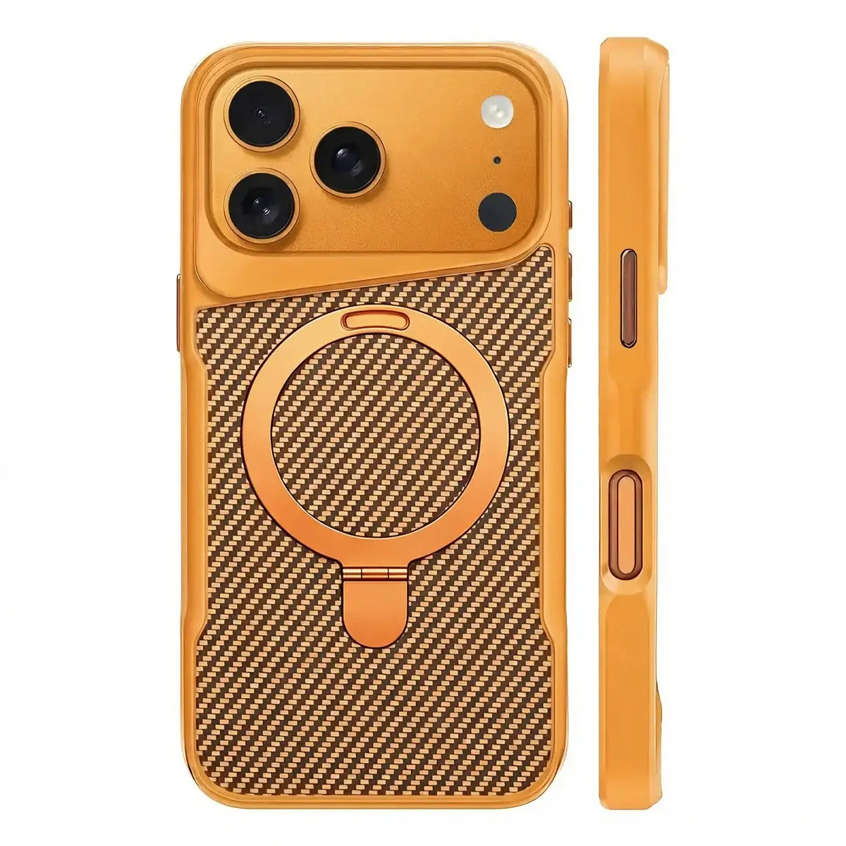 Buy Magnetic Shockproof iPhone Case with 360° Rotatable Invisible Ring Stand, Slim Armor Design Compatible with MagSafe - MASON at Caseles-iPhone 18 Pro Max, Orange