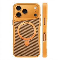 Buy Magnetic Shockproof iPhone Case with 360° Rotatable Invisible Ring Stand, Slim Armor Design Compatible with MagSafe - MASON at Caseles-iPhone 18 Pro Max, Orange